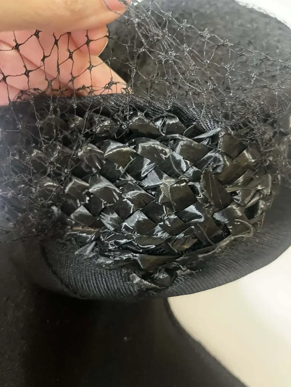 Vintage 50s Retro Straw Ladies Pillbox Birdcage Veil Hat Lucila Mendez New York